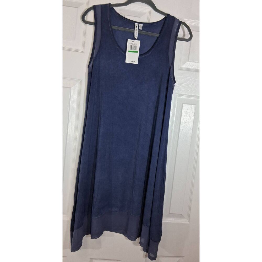 Cable & gauge womens large shift dress midi blue soft casual travel lounge
